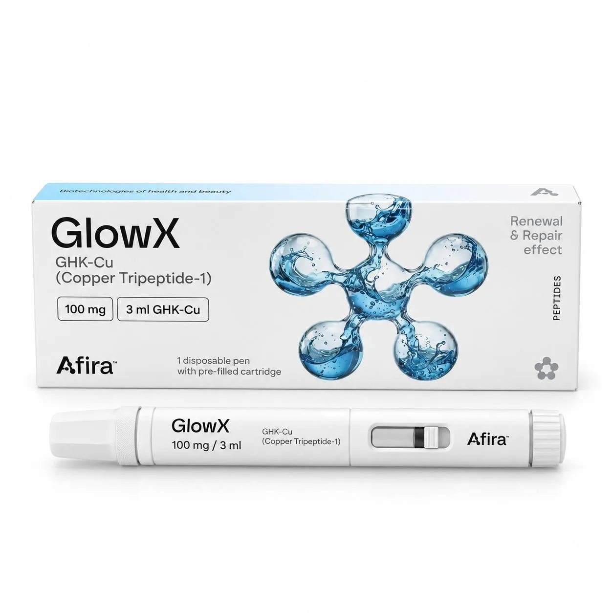 GlowX GHK-Cu Afira 100 мг/3 мл - пептид меди для кожи и волос